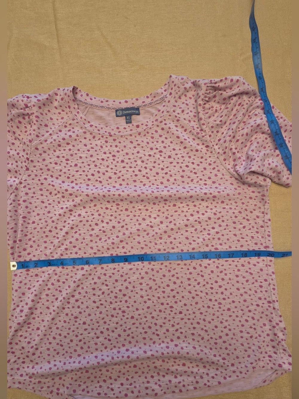 Democracy Pink Short Sleeve Crewneck Tee with Dot Print - Picture 8 of 8